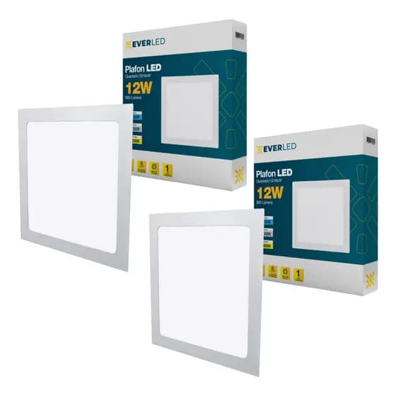 2 Plafon Painel Led Embutir Quadrado Preto 6500k 12w 17x17