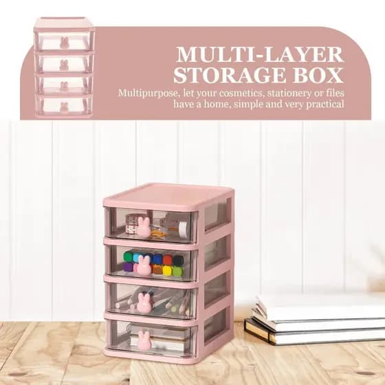 Organizador de Mesa com 4 ou 5 Gavetas Porta Treco Caneta Maquiagem Escritório Multiuso