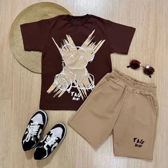 Conjunto Infantil Masculino Kit Camisa + Bermuda