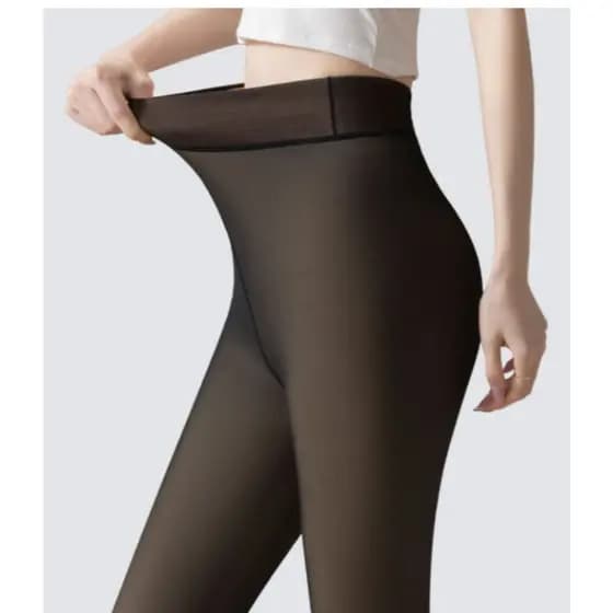Meia Calça Térmica Forrada Peluciada Translúcida De Lã Quente Feminina Para Inverno Estilo Fashion
