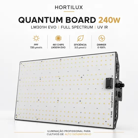 Led Grow Quantum Board 240W LM301H EVO 461 LEDs UV IR Bivolt