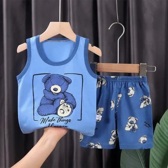 Conjunto de Verão Sem Mangas de Algodão para Crianças de 0-6 Anos