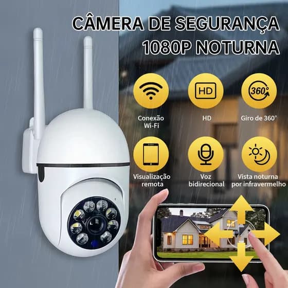 Câmera De Rede Sem Fio 1080P Wi-Fi Visão Noturna Infravermelho Impermeável Para Casa