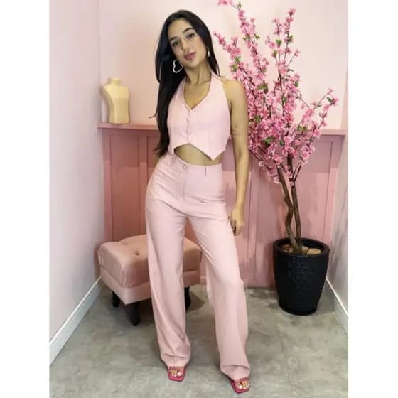 Conjunto linho Risca de giz