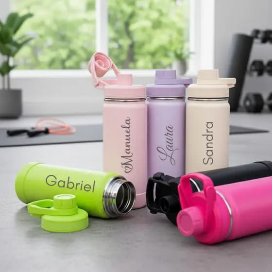 Garrafa Térmica Água Personalizada Com Nome 550/350ml Alça Esportiva Protetor