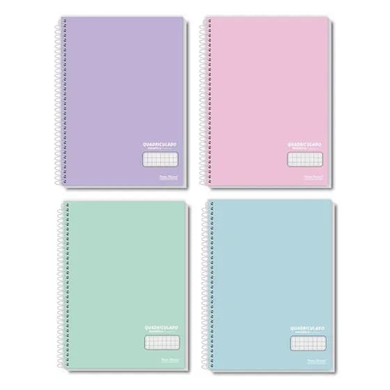 Caderno Universitário Quadriculado Cor Pastel 80 Folhas Pauta Branca 7x7mm