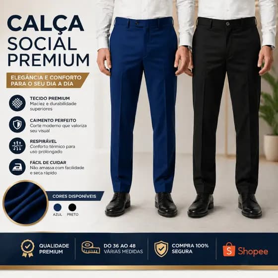 Calça Social Oxford Masculina Alfaiataria Hotelaria Garçom Segurança Porteiro Motorista