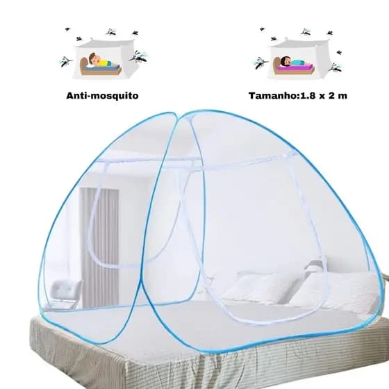 Mosquiteiro Tipo Tenda Dobrável para Cama de Casal King 1,8×2,0m|Portátil, Prático e Respirável