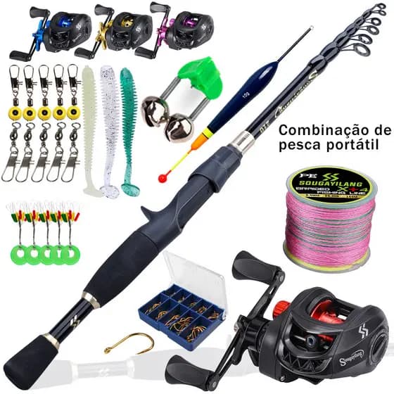 Conjunto De Vara De Pesca Telescópica Portátil De Fibra De Carbono Sougayilang-Kit De Fundição