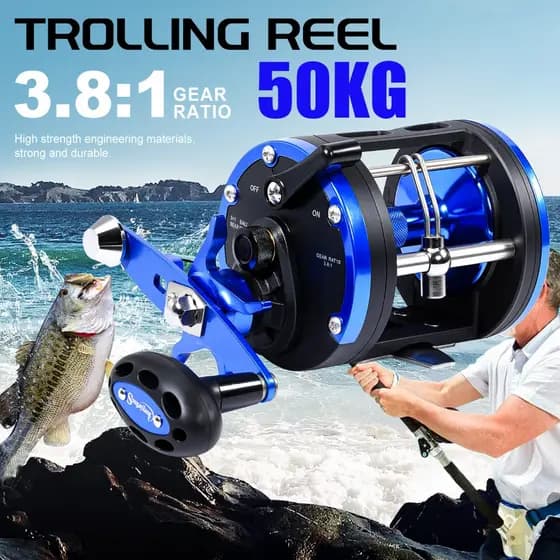 Carretel De Pesca Sougayilang , Relação De Engrenagem 3.8 : 1 3 + 1 Rolamentos De Esferas Em Água Salgada , Metal Duráve