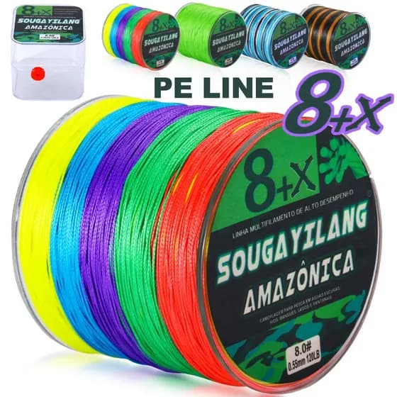 Linha De Pesca Trançada Sougayilang PE 8 X-300M , Alta Resistência Ao Desgaste , Multicolorida Para Em Água Doce E Salga