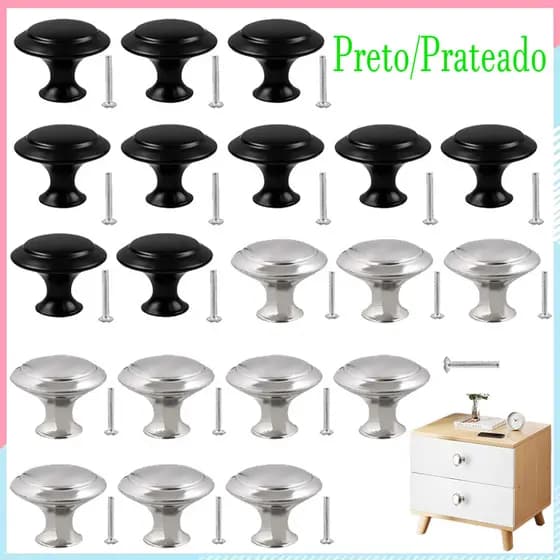 23 x 30 mm, Puxadores de maciço para armários, Puxadores redondos para gavetas de cômodas, diâmetro de 30mm
