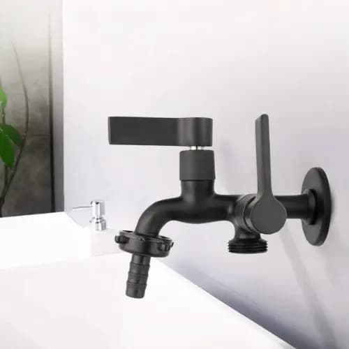 Torneira Jardim Tanque e Máquina de Lavar 2 Saídas Preta Fosca Luxo.*-ZemMart*-