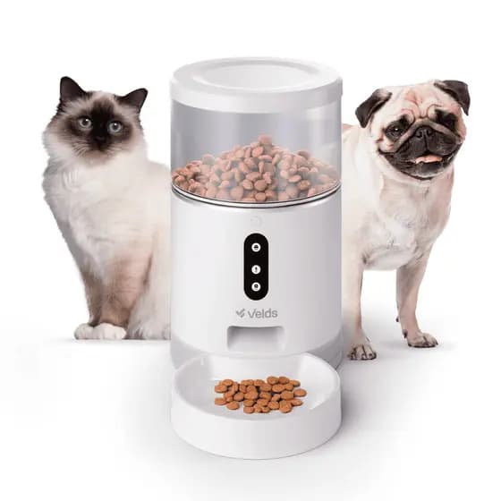 Comedouro Automático Ração Gatos E Cães Velds com App e Programação de Horários, 4L, Branco
