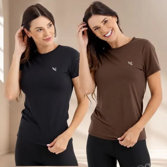 Kit 2 Camiseta Feminina Dry fit Academia Corrida Treino Blusas Camisas do P ao G2