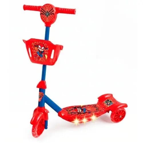Patinete Infantil 3 Rodas Luz LED Ajustável Vermelho +3 Anos Capacidade 35kg