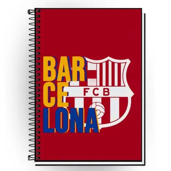 Caderno Barcelona FC 1 10 15 20 Matérias Universitário Espiral Capa Dura Futebol Estudantes Anotações - Caderno Escolar