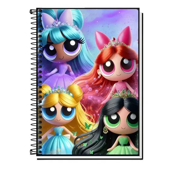 Caderno Personalizado Meninas Superpoderosas – Capa Dura Espiral Universitário | 1, 10, 15 ou 20 Matérias | Escolar