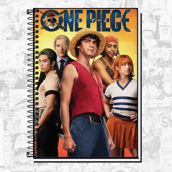Caderno One Piece Personalizado – Capa Dura Espiral | 1, 10, 15 ou 20 Matérias | Tema Anime