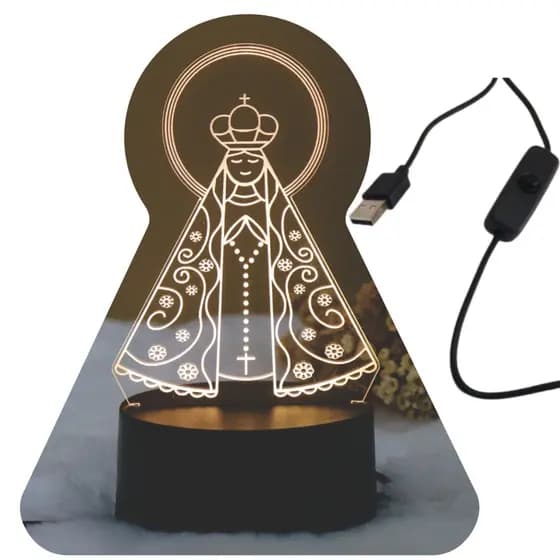 Luminária LED 3D de Mesa / Luz Noturna Presente Criativo - Nossa Senhora Aparecida, santa