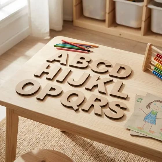 Kit 4 Jogos Pedagógico Alfanumérico Números e Letras em MDF 3mm 2,5cm 104 Peças
