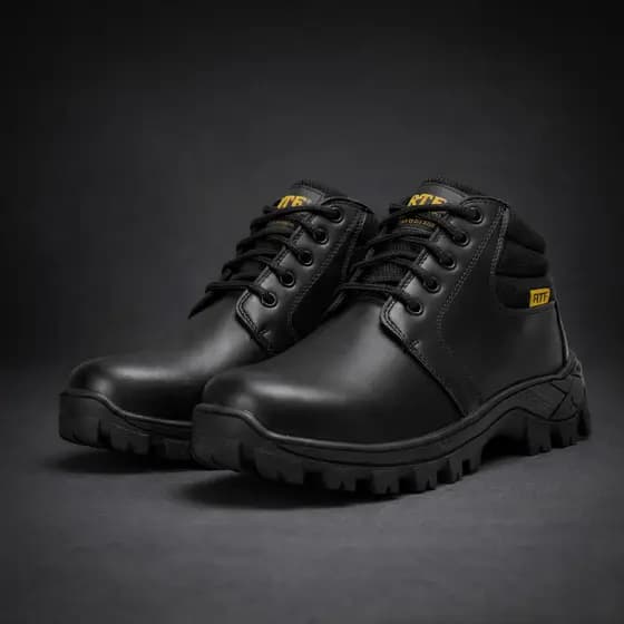 Coturno Masculino Preto Solado Tratorado Trabalho Industrial Resistente Confortável Dia a Dia