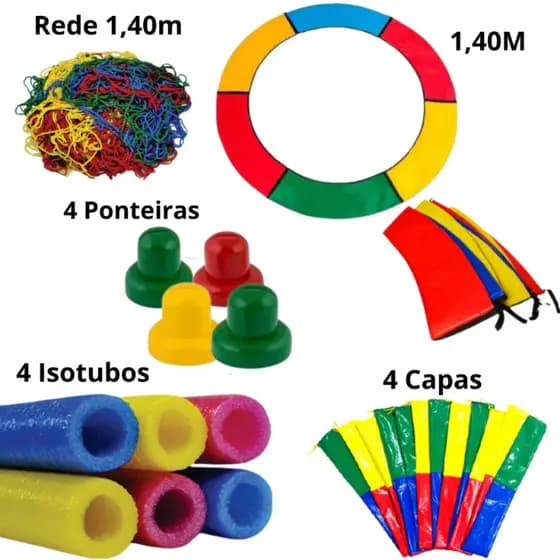 Kit Cama Elástica – Protetor Molas + Rede + Ponteiras + Isotubos + Capas Coloridas