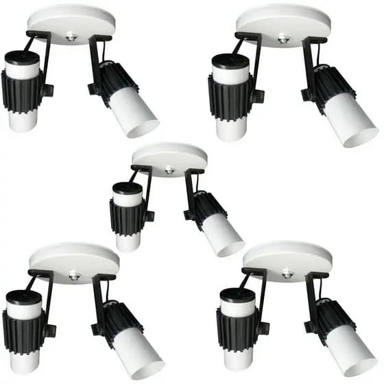 Kit Spot Aletado B-2 Com 5 Unidades Lâmpada E27 Individual Branco com Preto