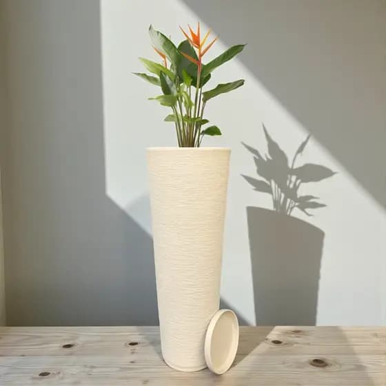 Vaso Coluna Ibiza Escovada 71 cm Planta Flor Jardim Varanda Moderno Elegante Premium Polietileno
