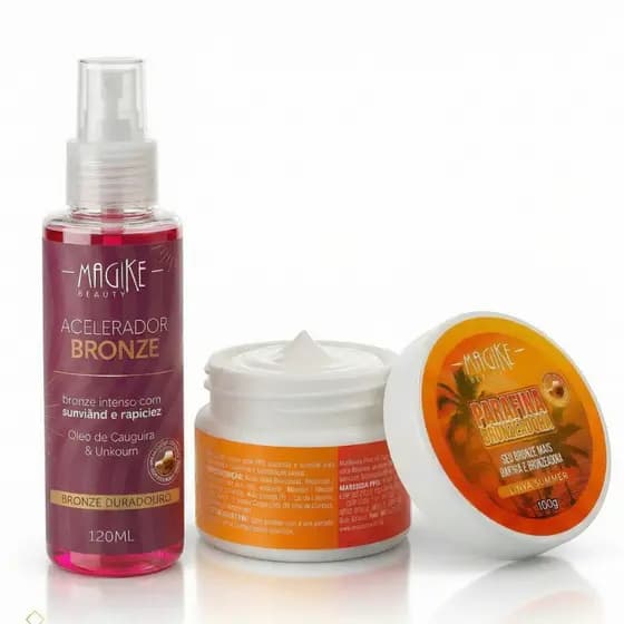 2 em 1 Acelerador De Bronze 120ml + Parafina Bronzeadora Magike 100g