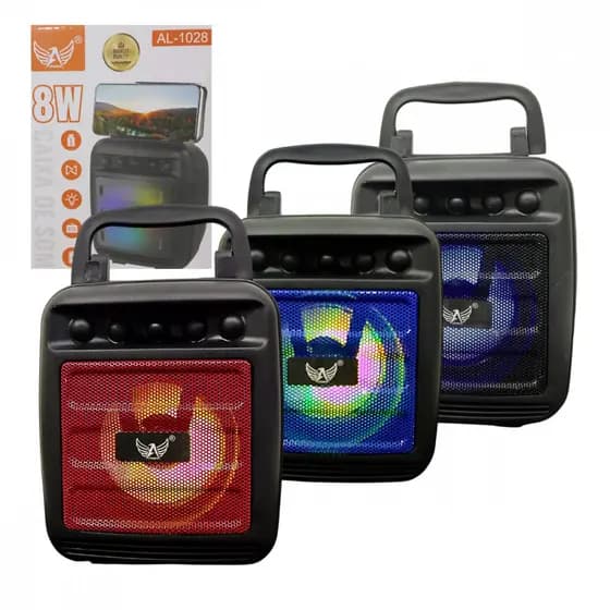Mini Caixa de Som LED RGB 8W Bluetooth Portátil com Suporte Celular