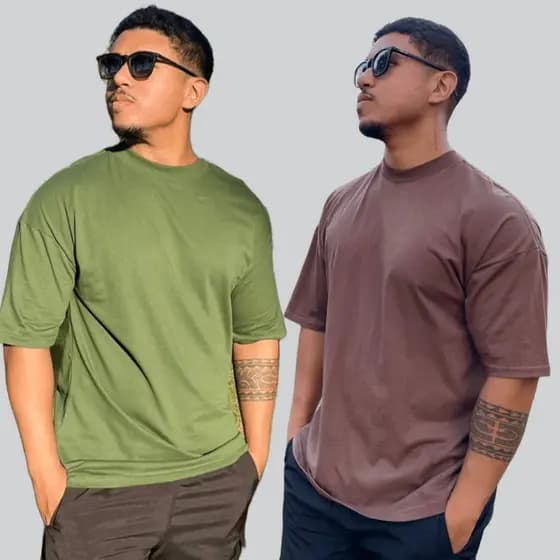 kit 2 Camiseta Oversized Masculina Streetwear Casual Algodão Premium Confortável