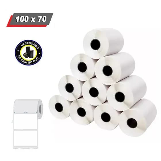 Kit 3 Rolos Etiquetas Couchê 100x70mm - Zebra Elgin Argox