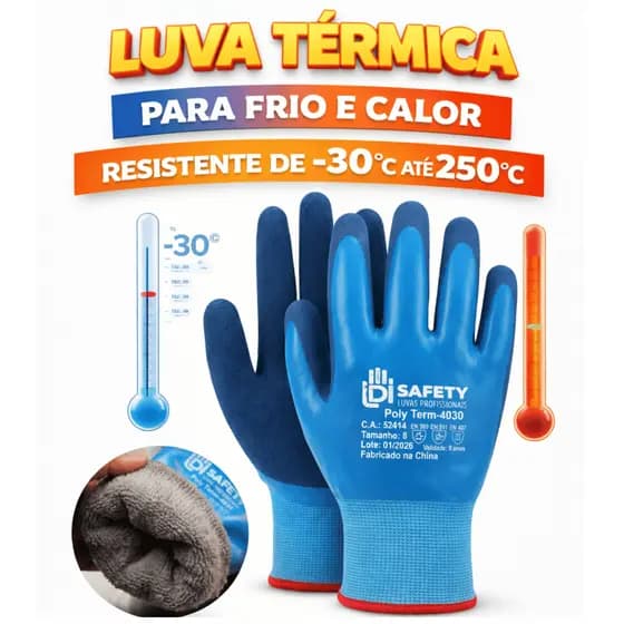 Luva Térmica Poly Term Frio e Calor Frigorífico Profissional