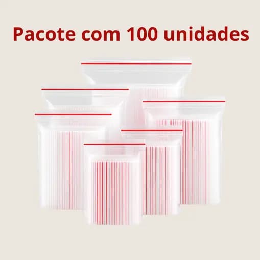Saco Zip (Abre e Fecha) Transparente com 100 unidades – Tamanhos Nº 0 ao 8