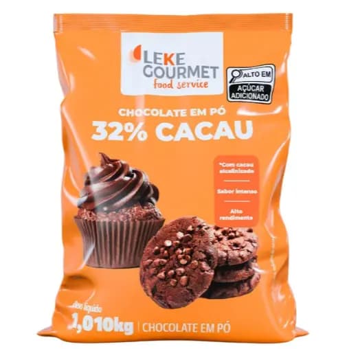 Chocolate em Pó 32% Cacau 1,010 kg Leke Gourmet Bolo Brownie Cobertura Recheio Brigadeiro Doces - Uso Profissional