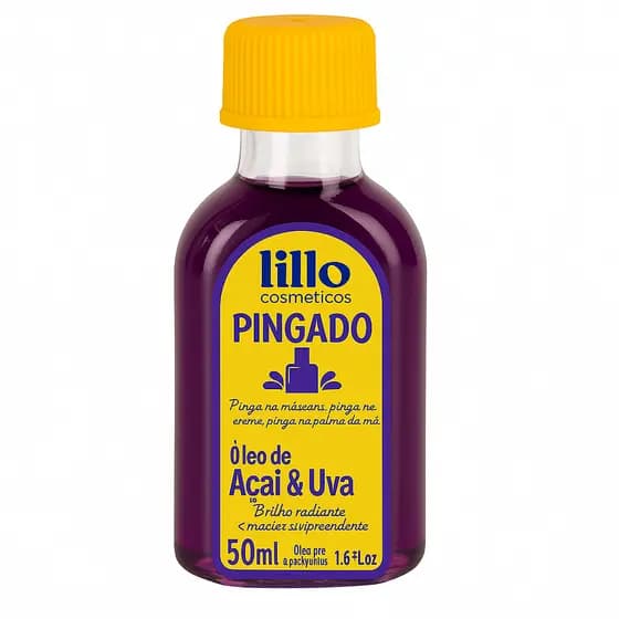 Óleo Capilar Lillo Cosméticos Açaí e Uva Pingado 50ml Hidratação Intensa Unitário