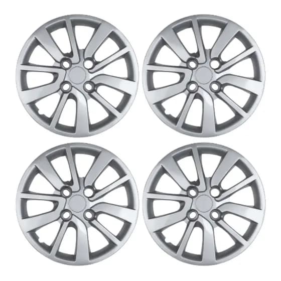 Jogo 4 Calota Renault Logan Sandero Aro 15 2014 2016 2018 2020 Antiperda Prata Emblemas