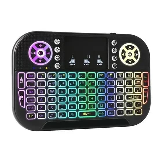 Mini Teclado Sem Fio Bluetooth e 2.4G Retroiluminado para Smart TV, PC, TV Box e Celular Selo Anatel