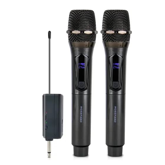 Kit 2 Microfones 2.4GHZ Sem Fio Profissional Tela LED, Anti-Interferência, Sinal Estável para Karaokê, Eventos e Uso Dom