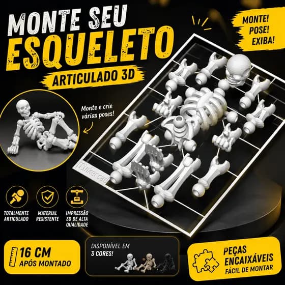 Brinquedo para montar - Esqueleto Articulado de Montagem Criativa e Divertida