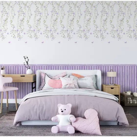 Papel de Parede Adesivo Autocolante Salgueiro com ripado, quarto de bebê 2.70x50