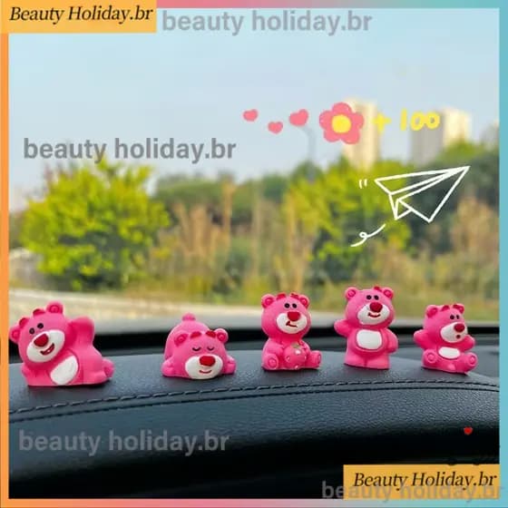 5 Pçs 3D Urso Console Central Do Carro Ornamento Dos Desenhos Animados Fruta Boneca Acessórios De Decoração Interior Elé