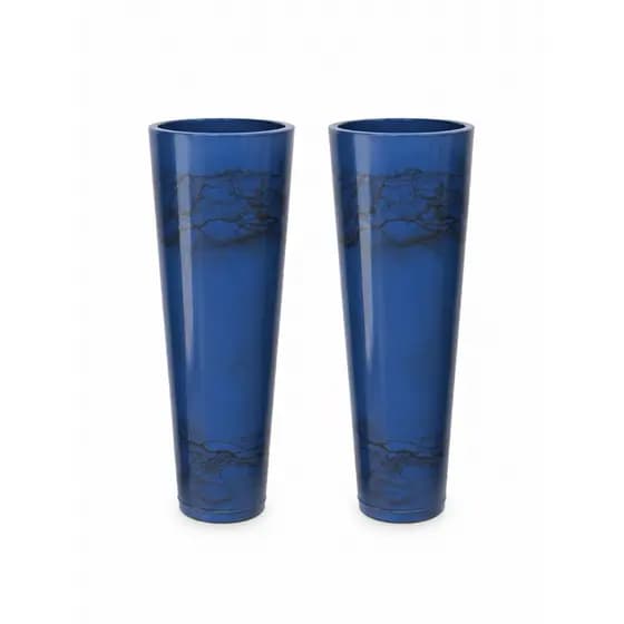 Kit 2 Vasos Grandes Altos 71cm para Plantas Decorativos de Chão Luxo Marmorizado Sala Hall Jardim com Prato Coletor