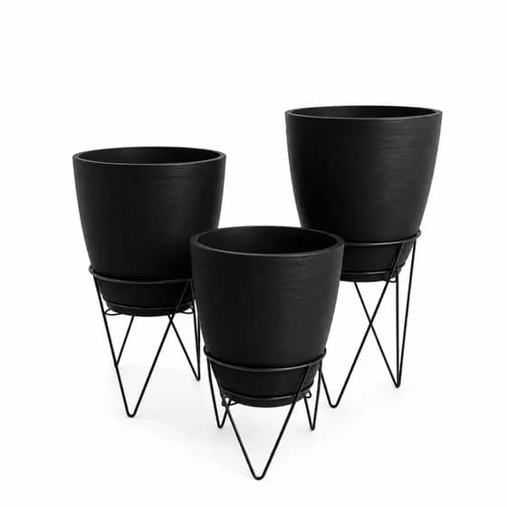 kit 3 vasos de plantas com suporte ,vaso bojo 2 decoração jardim ,plantas flores