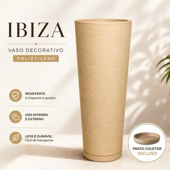 Vaso Decorativo Alto 59cm Moderno para Sala Varanda Área Gourmet Luxo