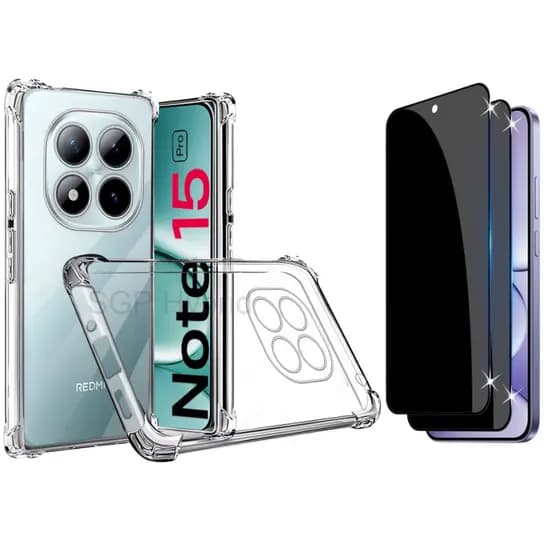 Capa capinha Anti Impacto + Película 3d 9d Priva Para Redmi Note 15, Note 15 Pro, Note 15 Pro Plus