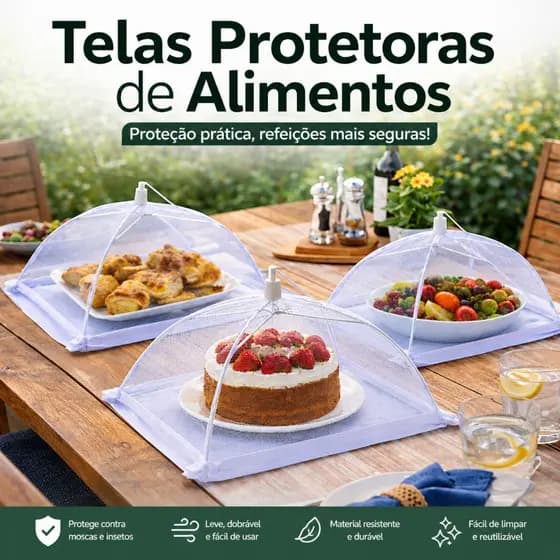 Tela Protetora de Alimentos 46x46cm Anti Mosca Dobrável Medidas 46cm 38cm 32cm