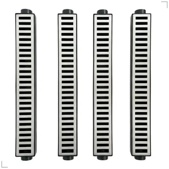 4 Ralos Lineares de 10x50cm Grelha + coletor em Plástico ABS para Garagem, corredor e Piscina - 2026