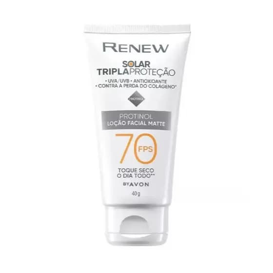 Protetor Solar Facial Matte Renew Tripla Proteção FPS 70 Avon 40g